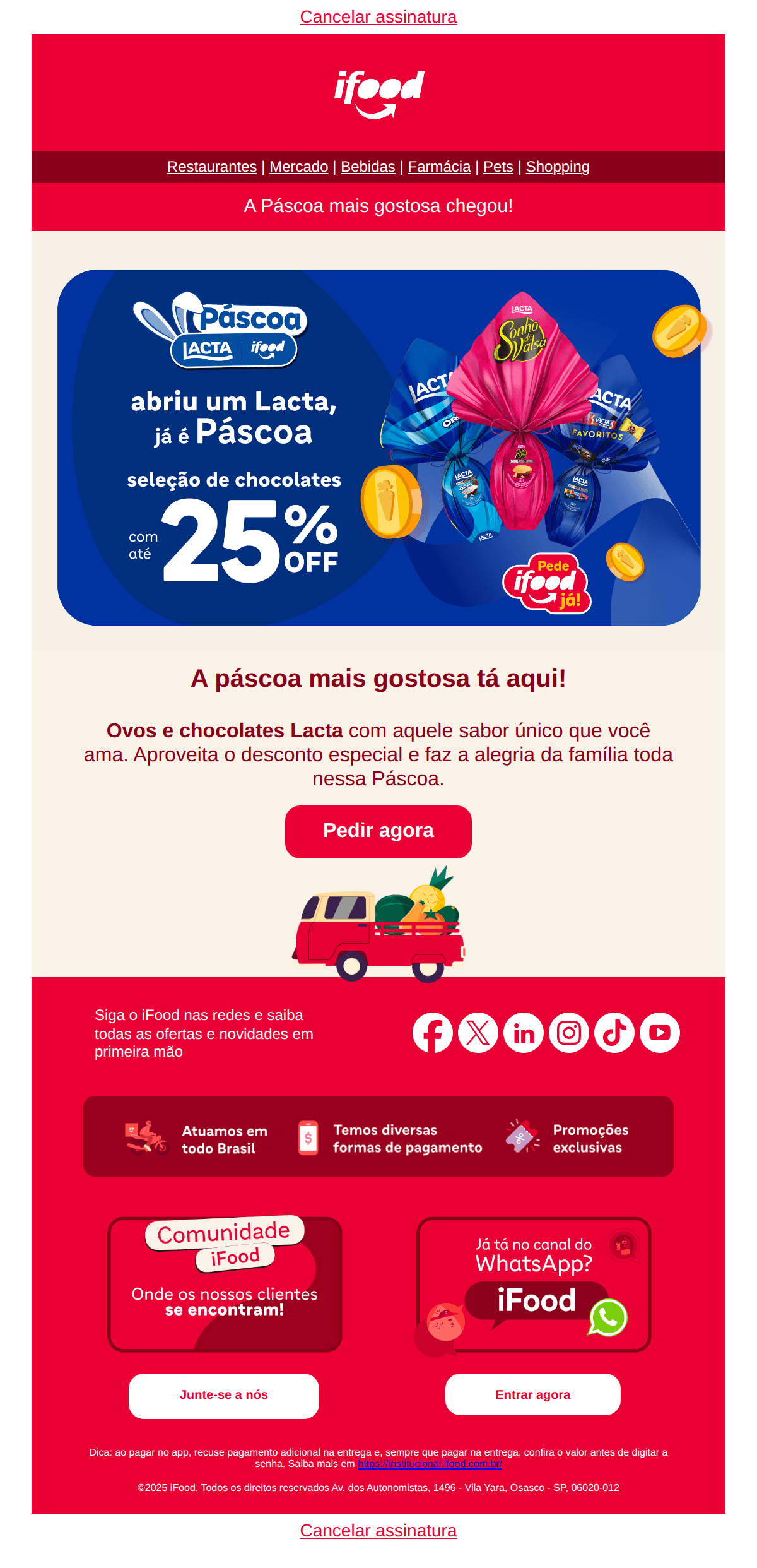 Ifood: Abriu o e-mail, já é Páscoa! 🐰