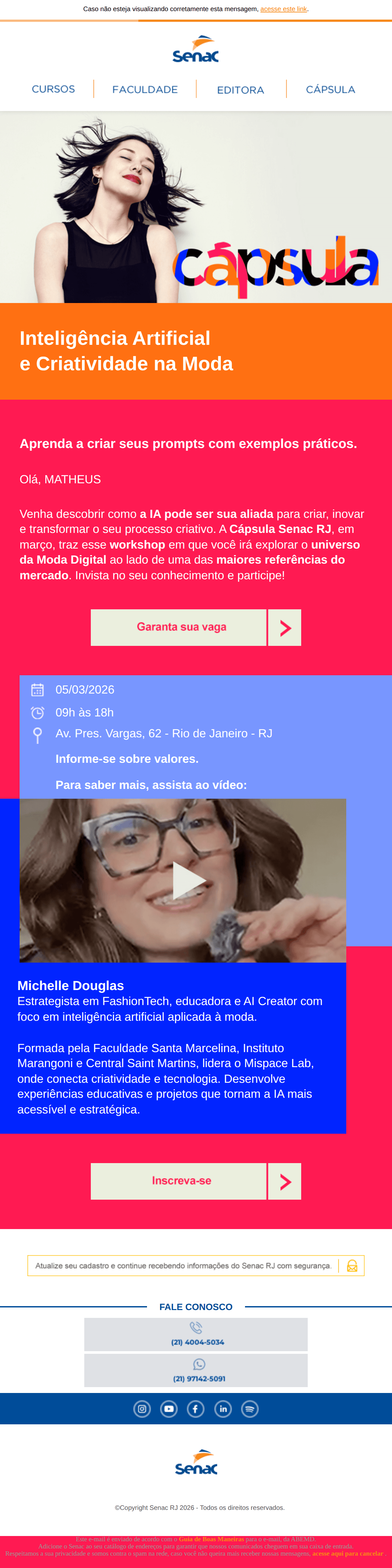 Senac: 🤖 IA na Moda: aprenda a criar prompts que transformam