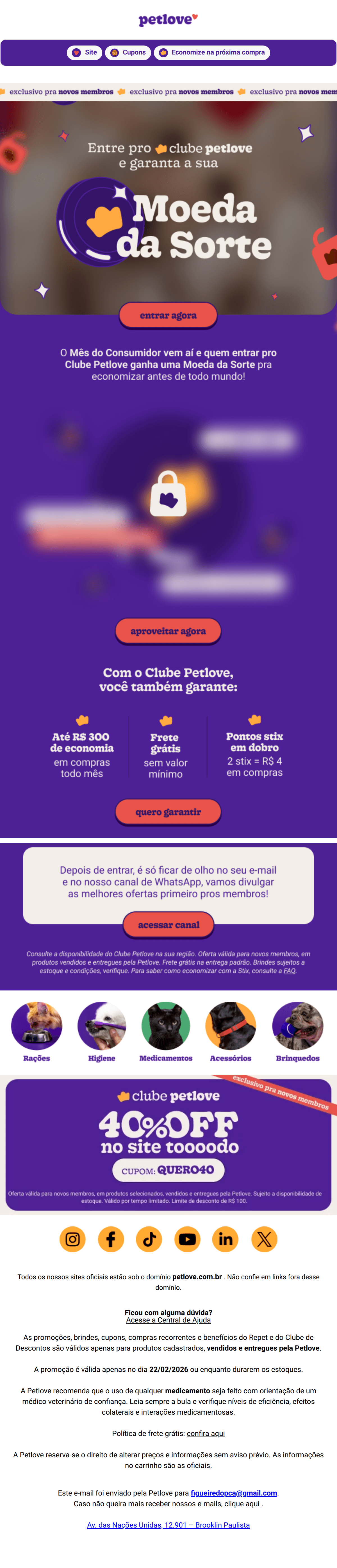 Petlove: 🪙 Clique na Moeda da Sorte (se conseguir)