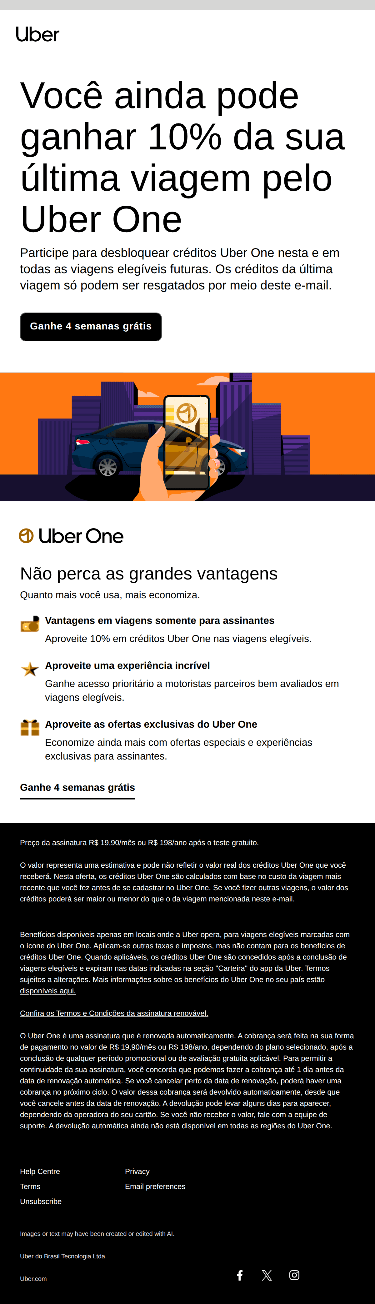 uber: [name], ganhe parte da sua última viagem de volta