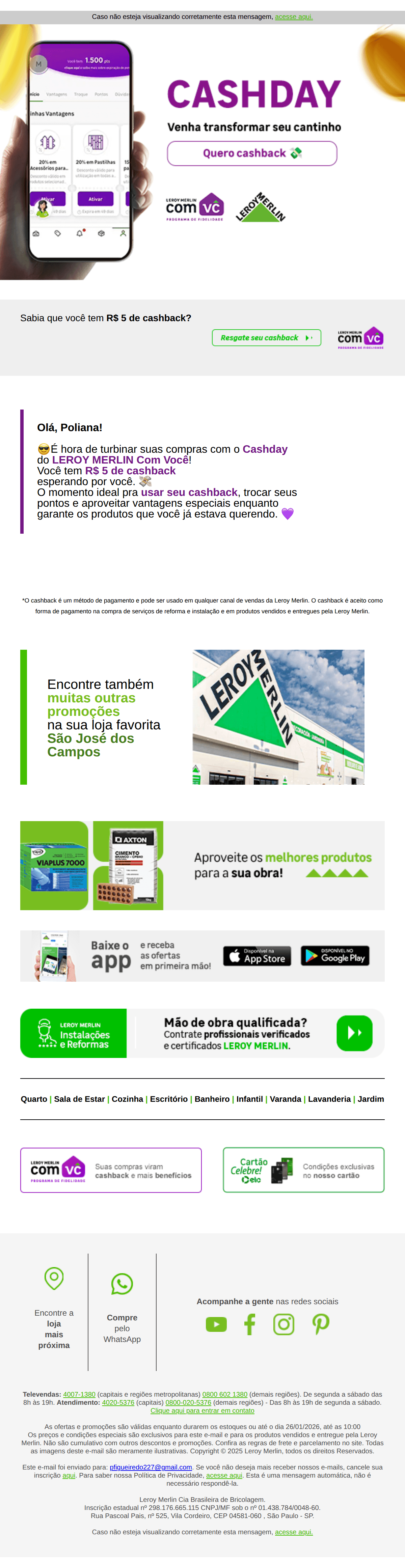 Leroy Merlin: 💜🔥 Poliana, bora de cashday?