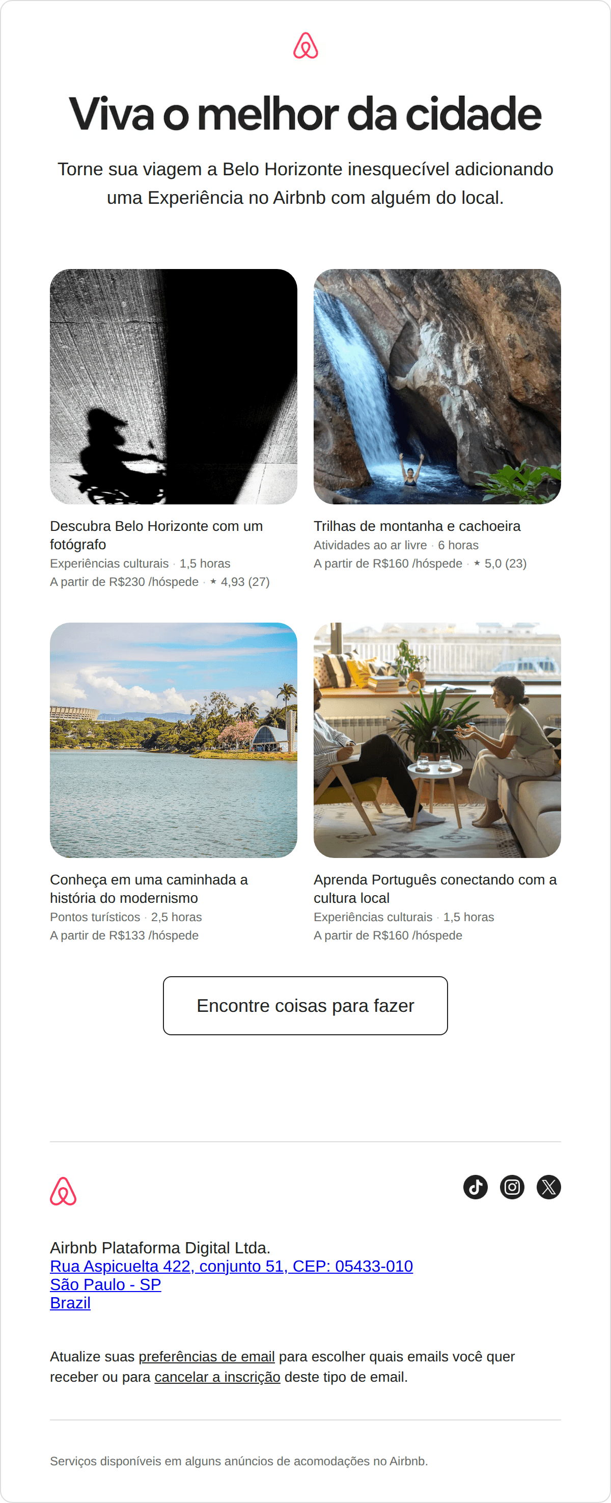 Airbnb: Não perca estas experiências em Belo Horizonte