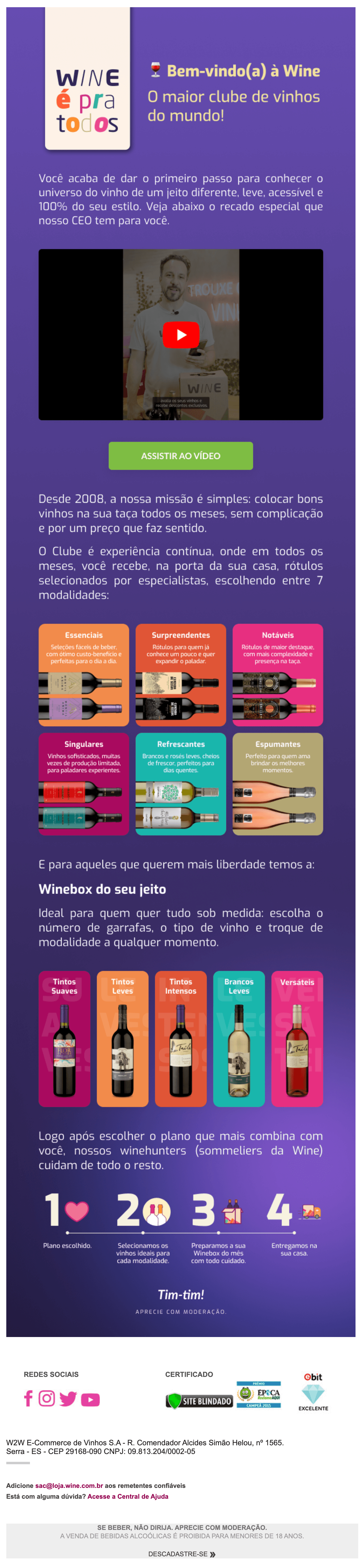 Wine: [NAME], Bem-vindo ao Clube Wine! 🎉