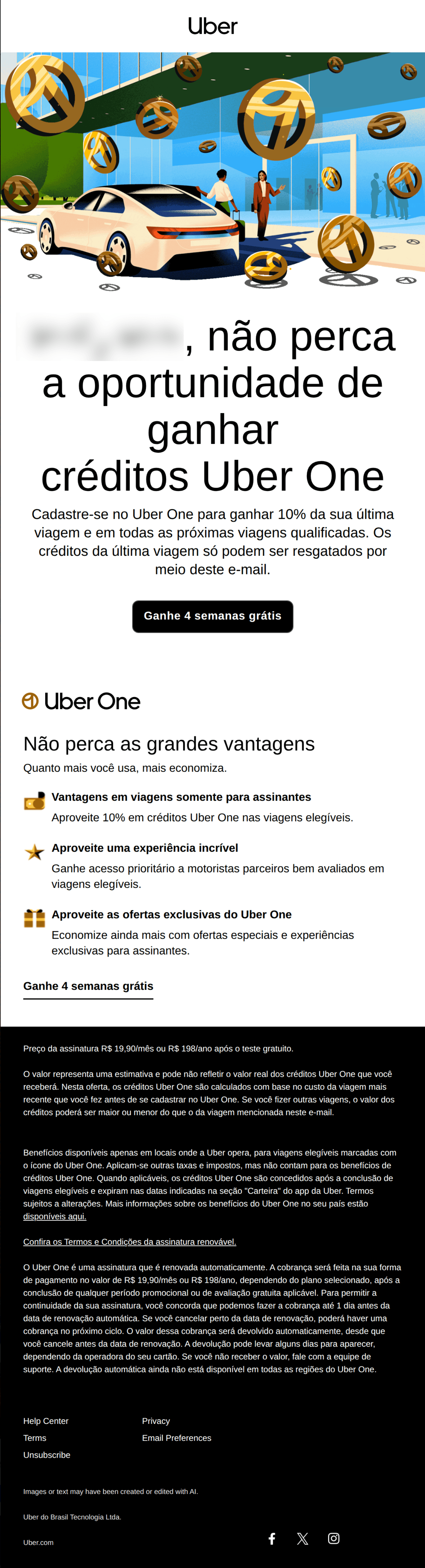 Uber: Seus créditos Uber One ainda estão disponíveis